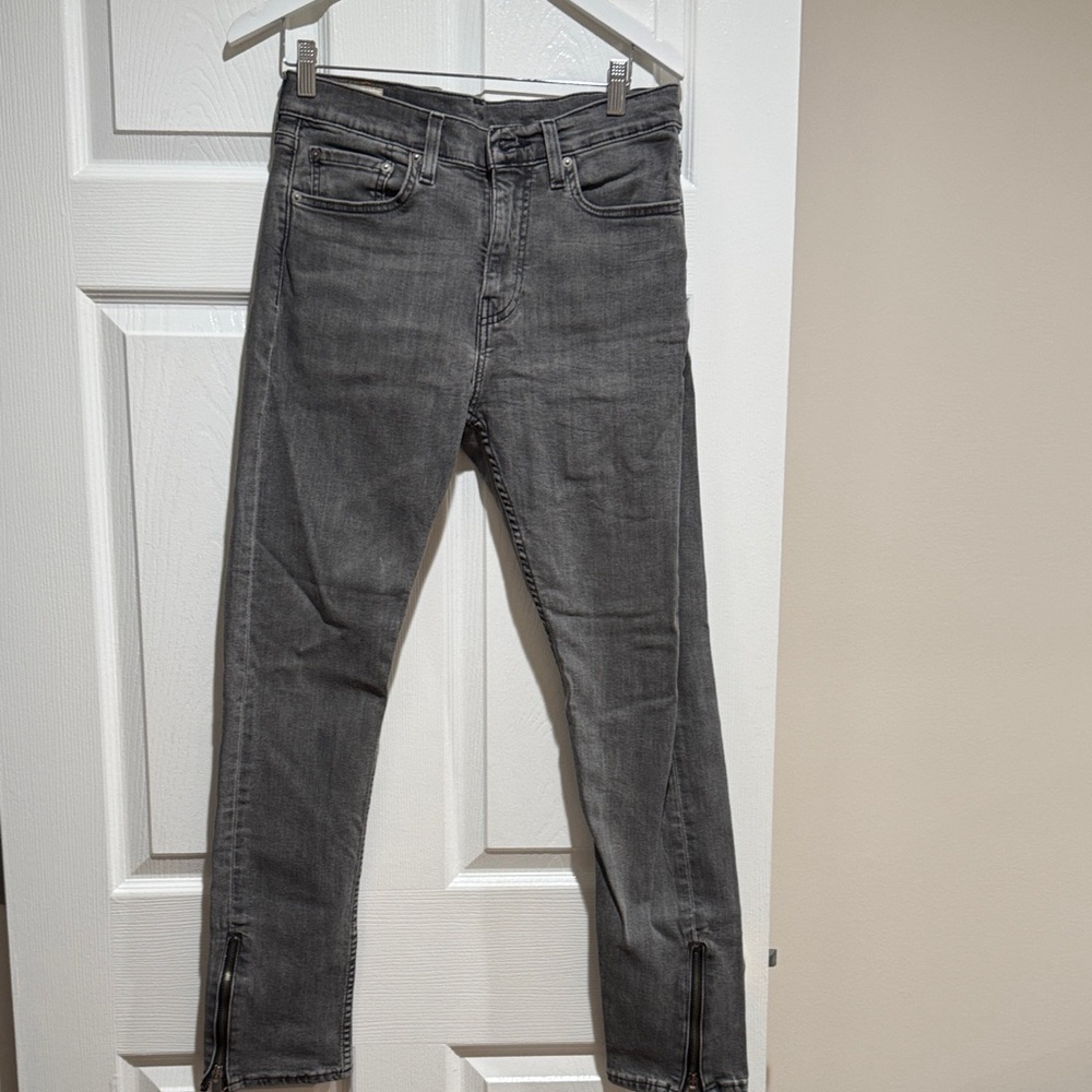Levi's 510 Woman Charcoal Grey Slim Jeans with Ankle Zips Size 31 x 32